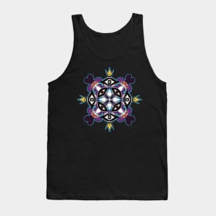 Amanita muscaria magic muschrooms queen psychedelic symmetry pattern Tank Top